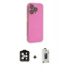 MARSİLYAN™- iPhone 14 Pro Max Kılıf Siluet Minimal Özel Seri - Siyah Bilvis Hayalet Cam Ekran Koruyucu + Turuncu PVD Metal Kamera Lens