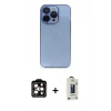 MARSİLYAN™- iPhone 14 Pro Max Kılıf Siluet Minimal Özel Seri - Siyah Bilvis Hayalet Cam Ekran Koruyucu + Turuncu PVD Metal Kamera Lens