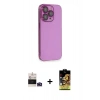 MARSİLYAN™- iPhone 14 Pro Max Kılıf Siluet Minimal Özel Seri - Siyah Buffer Cam Ekran Koruyucu + Bilvis Titan Kamera Lens - DNMR