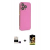 MARSİLYAN™- iPhone 14 Pro Max Kılıf Siluet Minimal Özel Seri - Siyah Buffer Cam Ekran Koruyucu + Gold Bilvis Titan Kamera Lens