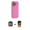 MARSİLYAN™- iPhone 14 Pro Max Kılıf Siluet Minimal Özel Seri - Siyah Buffer Cam Ekran Koruyucu + PVD Metal Kamera Lens - TU