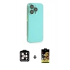 MARSİLYAN™- iPhone 14 Pro Max Kılıf Siluet Minimal Özel Seri - Siyah Buffer Cam Ekran Koruyucu + PVD Metal Kamera Lens - TU