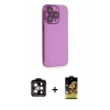 MARSİLYAN™- iPhone 14 Pro Max Kılıf Siluet Minimal Özel Seri - Siyah Buffer Cam Ekran Koruyucu + PVD Metal Kamera Lens - TU