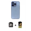 MARSİLYAN™- iPhone 14 Pro Max Kılıf Siluet Minimal Özel Seri - Siyah Buffer Cam Ekran Koruyucu + PVD Metal Kamera Lens - TU