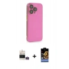 MARSİLYAN™- iPhone 14 Pro Max Kılıf Siluet Minimal Özel Seri - Siyah Buffer Hayalet Cam Ekran Koruyucu + Gold Bilvis Titan Kamera Lens