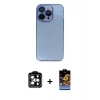 MARSİLYAN™- iPhone 14 Pro Max Kılıf Siluet Minimal Özel Seri - Siyah Buffer Hayalet Cam Ekran Koruyucu + Turuncu PVD Metal Kamera Lens