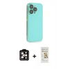 MARSİLYAN™- iPhone 14 Pro Max Kılıf Siluet Minimal Özel Seri - Siyah Mat Seramik Nano Ekran Koruyucu + Turuncu PVD Metal Kamera Lens