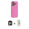 MARSİLYAN™- iPhone 14 Pro Max Kılıf Siluet Minimal Özel Seri - Siyah Mat Seramik Nano Ekran Koruyucu + Turuncu PVD Metal Kamera Lens