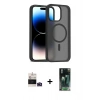 MARSİLYAN™- iPhone 14 Pro Max Kılıf Siluet Minimal Prime - Şeffaf 360 Full Body Arka Koruyucu + Bilvis Titan Kamera Lens - DNMR