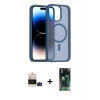 MARSİLYAN™- iPhone 14 Pro Max Kılıf Siluet Minimal Prime - Şeffaf 360 Full Body Arka Koruyucu + Siyah Bilvis Titan Kamera Lens