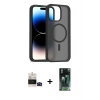 MARSİLYAN™- iPhone 14 Pro Max Kılıf Siluet Minimal Prime - Şeffaf 360 Full Body Arka Koruyucu + Siyah Bilvis Titan Kamera Lens