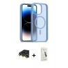 MARSİLYAN™- iPhone 14 Pro Max Kılıf Siluet Minimal Prime - Şeffaf Pasifik Cam Ekran Koruyucu + Raze Metal Kamera Lens - GD