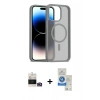 MARSİLYAN™- iPhone 14 Pro Max Kılıf Siluet Minimal Prime - Şeffaf Royal Nano Ekran Koruyucu + Gold Bilvis Titan Kamera Lens