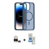 MARSİLYAN™- iPhone 14 Pro Max Kılıf Siluet Minimal Prime - Şeffaf Royal Nano Ekran Koruyucu + Gümüş Bilvis Titan Kamera Lens
