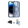 MARSİLYAN™- iPhone 14 Pro Max Kılıf Siluet Minimal Prime - Şeffaf Royal Nano Ekran Koruyucu + Raze Metal Kamera Lens - GS