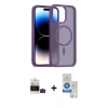 MARSİLYAN™- iPhone 14 Pro Max Kılıf Siluet Minimal Prime - Şeffaf Royal Nano Ekran Koruyucu + Siyah Bilvis Titan Kamera Lens