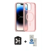 MARSİLYAN™- iPhone 14 Pro Max Kılıf Siluet Minimal Prime - Şeffaf Royal Nano Ekran Koruyucu + PVD Metal Kamera Lens - TU