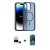 MARSİLYAN™- iPhone 14 Pro Max Kılıf Siluet Minimal Prime - Siyah 18D Cam Ekran Koruyucu + Bilvis Titan Kamera Lens - GS