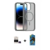 MARSİLYAN™- iPhone 14 Pro Max Kılıf Siluet Minimal Prime - Siyah 18D Cam Ekran Koruyucu + Bilvis Titan Kamera Lens - GS