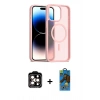 MARSİLYAN™- iPhone 14 Pro Max Kılıf Siluet Minimal Prime - Siyah 18D Cam Ekran Koruyucu + PVD Metal Kamera Lens - TU