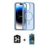 MARSİLYAN™- iPhone 14 Pro Max Kılıf Siluet Minimal Prime - Siyah 18D Cam Ekran Koruyucu + PVD Metal Kamera Lens - TU