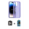 MARSİLYAN™- iPhone 14 Pro Max Kılıf Siluet Minimal Prime - Siyah 18D Cam Ekran Koruyucu + PVD Metal Kamera Lens - TU