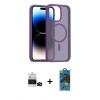 MARSİLYAN™- iPhone 14 Pro Max Kılıf Siluet Minimal Prime - Siyah 18D Cam Ekran Koruyucu + Siyah Bilvis Titan Kamera Lens