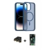 MARSİLYAN™- iPhone 14 Pro Max Kılıf Siluet Minimal Prime - Siyah 360 Mat Full Body Arka Koruyucu + Raze Metal Kamera Lens - GD