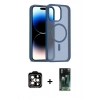 MARSİLYAN™- iPhone 14 Pro Max Kılıf Siluet Minimal Prime - Siyah 360 Mat Full Body Arka Koruyucu + PVD Metal Kamera Lens - TU