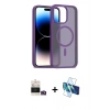 MARSİLYAN™- iPhone 14 Pro Max Kılıf Siluet Minimal Prime - Siyah 3D Antistatik Cam Ekran Koruyucu + Bilvis Titan Kamera Lens - GD