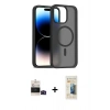 MARSİLYAN™- iPhone 14 Pro Max Kılıf Siluet Minimal Prime - Siyah 6D Mat Seramik Hayalet Nano Ekran Koruyucu + Bilvis Titan Kamera Lens - SH