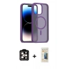 MARSİLYAN™- iPhone 14 Pro Max Kılıf Siluet Minimal Prime - Siyah 6D Mat Seramik Hayalet Nano Ekran Koruyucu + PVD Metal Kamera Lens - TU