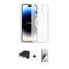 MARSİLYAN™- iPhone 14 Pro Max Kılıf Siluet Minimal Prime - Siyah Bilvis 3D Mat Cam Ekran Koruyucu + Gümüş Raze Metal Kamera Lens