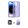 MARSİLYAN™- iPhone 14 Pro Max Kılıf Siluet Minimal Prime - Siyah Bilvis 5in1 5D Magic Hayalet Cam Ekran Koruyucu + PVD Metal Kamera Lens - TU