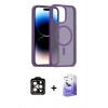 MARSİLYAN™- iPhone 14 Pro Max Kılıf Siluet Minimal Prime - Siyah Bilvis 5in1 5D Magic Hayalet Cam Ekran Koruyucu + PVD Metal Kamera Lens - TU