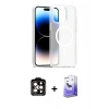 MARSİLYAN™- iPhone 14 Pro Max Kılıf Siluet Minimal Prime - Siyah Bilvis 5in1 5D Magic Hayalet Cam Ekran Koruyucu + PVD Metal Kamera Lens - TU