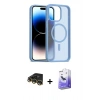 MARSİLYAN™- iPhone 14 Pro Max Kılıf Siluet Minimal Prime - Siyah Bilvis 5in1 5D Magic Hayalet Cam Ekran Koruyucu + Raze Metal Kamera Lens - GD