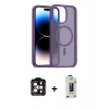 MARSİLYAN™- iPhone 14 Pro Max Kılıf Siluet Minimal Prime - Siyah Bilvis Hayalet Cam Ekran Koruyucu + PVD Metal Kamera Lens - TU