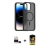 MARSİLYAN™- iPhone 14 Pro Max Kılıf Siluet Minimal Prime - Siyah Buffer Cam Ekran Koruyucu + Bilvis Titan Kamera Lens - SH