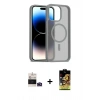 MARSİLYAN™- iPhone 14 Pro Max Kılıf Siluet Minimal Prime - Siyah Buffer Cam Ekran Koruyucu + Bilvis Titan Kamera Lens - DNMR