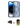 MARSİLYAN™- iPhone 14 Pro Max Kılıf Siluet Minimal Prime - Siyah Buffer Cam Ekran Koruyucu + Gold Raze Metal Kamera Lens