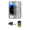MARSİLYAN™- iPhone 14 Pro Max Kılıf Siluet Minimal Prime - Siyah Buffer Cam Ekran Koruyucu + Gold Raze Metal Kamera Lens