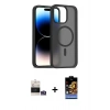 MARSİLYAN™- iPhone 14 Pro Max Kılıf Siluet Minimal Prime - Siyah Buffer Hayalet Cam Ekran Koruyucu + Bilvis Titan Kamera Lens - GS