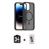 MARSİLYAN™- iPhone 14 Pro Max Kılıf Siluet Minimal Prime - Siyah Joko 5D Cam + PVD Metal Kamera Lens - TU