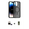 MARSİLYAN™- iPhone 14 Pro Max Kılıf Siluet Minimal Prime - Siyah Joko Magic 5D Hayalet Cam + Bilvis Titan Kamera Lens - DNMR
