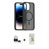 MARSİLYAN™- iPhone 14 Pro Max Kılıf Siluet Minimal Prime - Siyah Mat Seramik Nano Ekran Koruyucu + Bilvis Titan Kamera Lens - SH