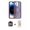 MARSİLYAN™- iPhone 14 Pro Max Kılıf Siluet Minimal Prime - Siyah Mat Seramik Nano Ekran Koruyucu + Turuncu PVD Metal Kamera Lens