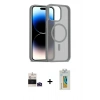 MARSİLYAN™- iPhone 14 Pro Max Kılıf Siluet Minimal Prime - Siyah Polymer Nano Ekran Koruyucu + Derin Mor Bilvis Titan Kamera Lens