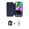MARSİLYAN™- iPhone 14 Pro Max Kılıf Siluet Minimal Serisi - Şeffaf Pasifik Cam Ekran Koruyucu + Turuncu PVD Metal Kamera Lens