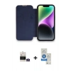 MARSİLYAN™- iPhone 14 Pro Max Kılıf Siluet Minimal Serisi - Şeffaf Royal Nano Ekran Koruyucu + Gümüş Bilvis Titan Kamera Lens
